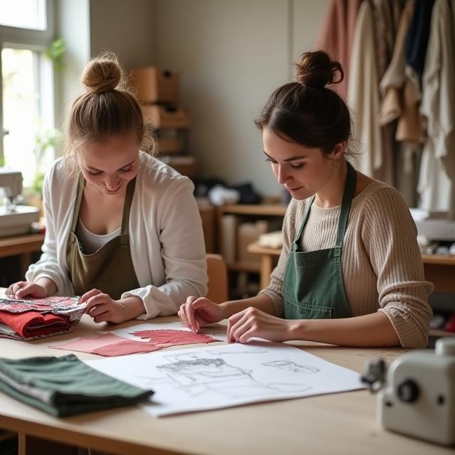 Designers collaborating in the Maple Stitch atelier
