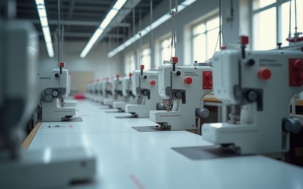 Modern sewing machinery in atelier