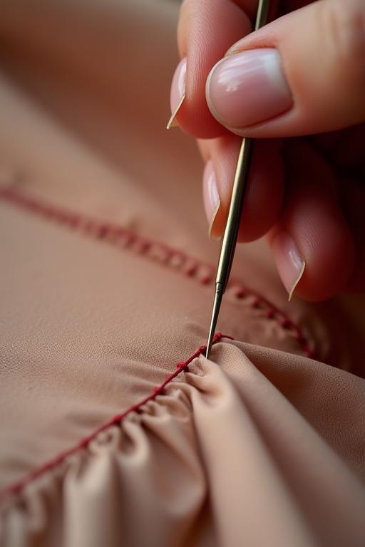 Close-up of hand stitching