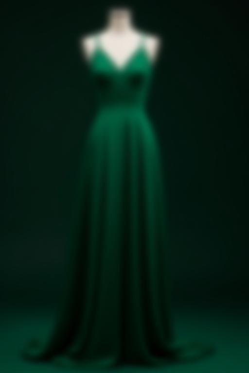Emerald silk evening dress