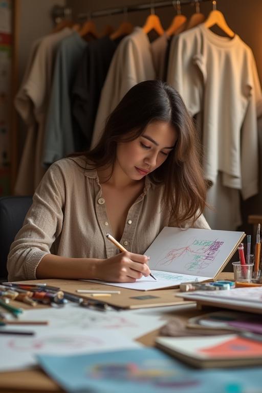 Designer sketching in studio