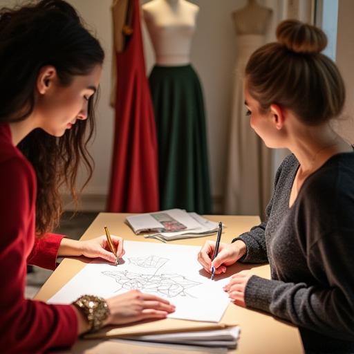 Designer sketching with client