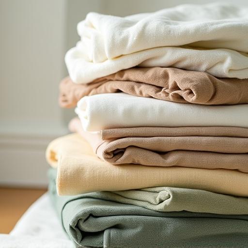 Stacks of organic fabrics
